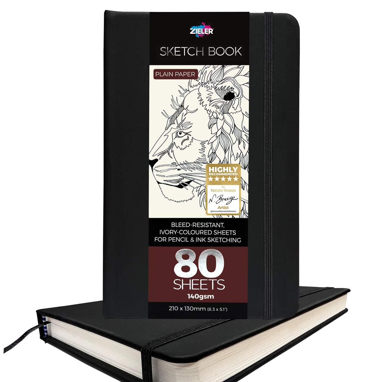 Zieler® Classic Hardcover Art Sketchbook for Pencil, Ink, Charcoal and Pastel Sketching (8 in x 5 in)
